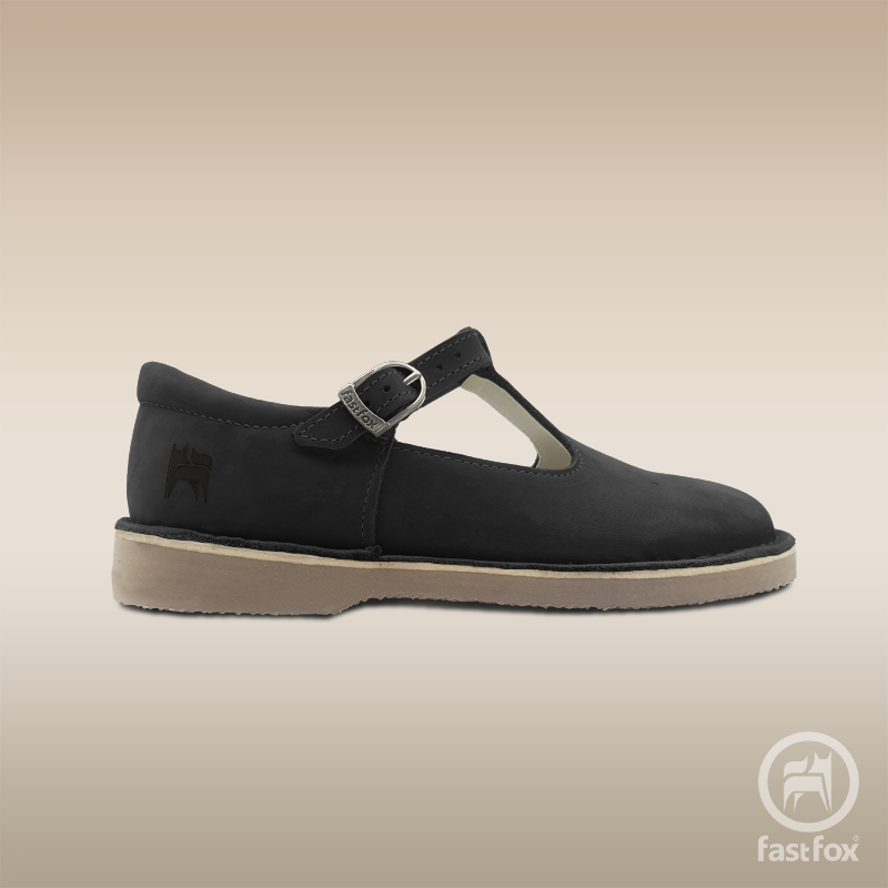 FOX Heritage Ladies Leather Mary Jane T-Bar in Black